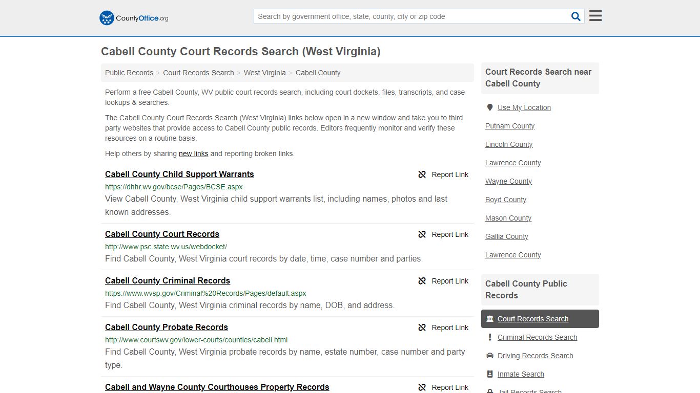 Cabell County Court Records Search (West Virginia) - County Office